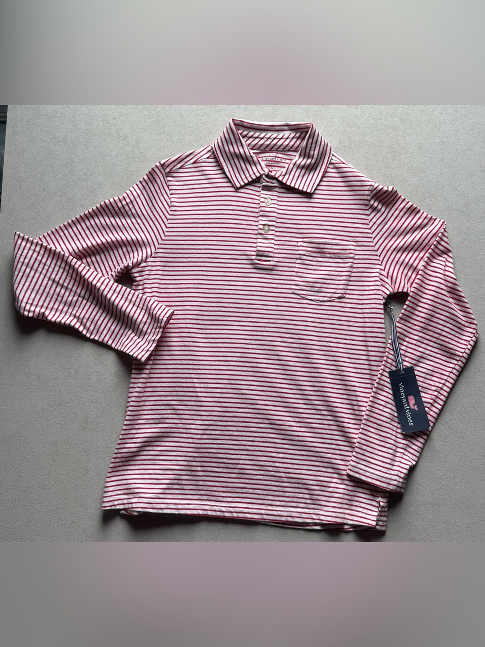 Vineyard Vines Red & White Striped Polo